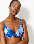 Palm Print Padded Plunge Bikini Top A-G