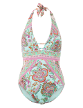 Secret Slimming™ Paisley Print Plunge Swimsuit