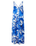 Palm Print Strappy Slip Beach Dress