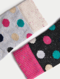 2pk Cotton Rich Spot Ankle High Socks
