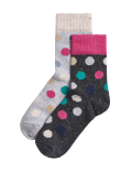 2pk Cotton Rich Spot Ankle High Socks