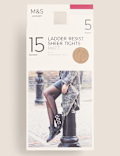 5pk 15 Denier Ladder Resist Matt Tights