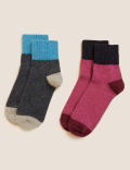 2pk Thermal Wool Blend Ankle High Socks