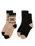 2pk Thermal Patterned Ankle High Socks