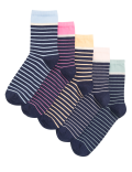 5pk Cotton Rich Striped Ankle High Socks