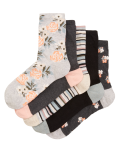 5pk Cotton Rich Floral Ankle High Socks