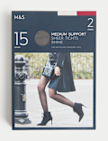 2pk 15 Denier Medium Support Sheer Tights