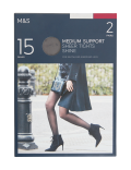2pk 15 Denier Medium Support Sheer Tights
