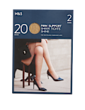 2pk 20 Denier Firm Support Sheer Tights