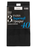 3pk 40 Denier Supersoft Opaque Ankle Highs