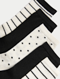 5pk Cotton Rich Monochrome Ankle High Socks