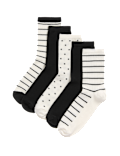 5pk Cotton Rich Monochrome Ankle High Socks