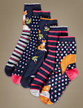 5 Pair Pack Ankle High Socks