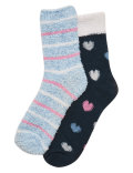 2pk Cosy Heart Print Ankle High Socks