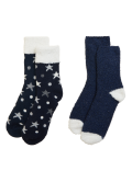 2pk Cosy Star Ankle High Socks
