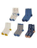 5pk Cotton Blend Floral Ankle High Socks