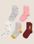5pk Snoopy&trade; Cotton Rich Ankle High Socks