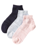 3 Pair Pack Sheer Striped Anklet Socks