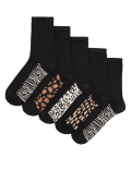 5pk Cotton Rich Animal Print Ankle Highs