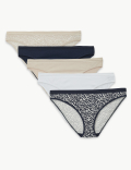 5 Pack Cotton Blend Bikini Knickers