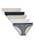 5 Pack Cotton Blend Bikini Knickers