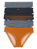 5pk Microfibre & Lace Spot Bikini Knickers