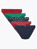 5 Pack Skiing Penguin Print Bikini Knickers