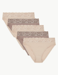 5pk Cotton Lycra® High Leg Knickers