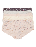 5pk Cotton Lycra® Daisy Print Low Rise Shorts