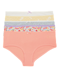 5pk Cotton Lycra&reg; Daisy Print Low Rise Shorts