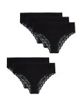 5pk Cotton & Lace High Waisted Brazilian Knickers