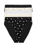 5pk Cotton Modal High Waisted High Leg Knickers
