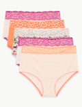 5 Pack Cotton Rich Lace Full Briefs