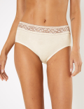 5 Pack Lace Paisley Print Midi Knickers