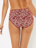 5 Pack Lace Paisley Print Midi Knickers