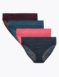 4 Pack Lace High Leg Knickers