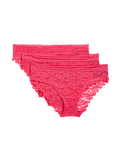 3pk Flexifit™ Lace Brazilian Knickers