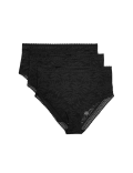 3pk Flexifit™ Lace High Waisted Brazilian Knickers
