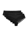 3pk Lace Trim Brazilian Knickers