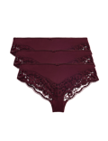 3 Pack Jasmine Lace Trim Brazilian Knickers