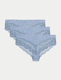 3pk Lace Trim Brazilian Knickers