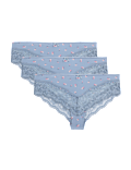 3pk Lace Trim Brazilian Knickers