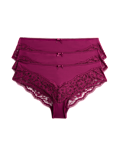 3pk Lace Trim Brazilian Knickers