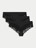 3pk Lace Trim Brazilian Knickers