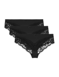3pk Lace Trim Brazilian Knickers