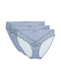 3pk Lace Trim High Leg Knickers