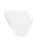 3 Pack Jasmine Lace Trim High Leg Knickers