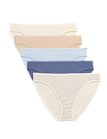 5pk Cotton Rich Lycra&reg; High Leg Knickers