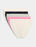 5pk Cotton Rich Lycra&reg; High Leg Knickers