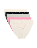 5pk Cotton Rich Lycra&reg; High Leg Knickers